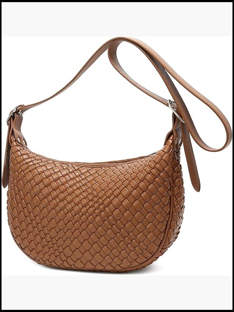 Woven Vegan Leather Crossbody Bag Small Shoulder Purse Chic Boho Travel